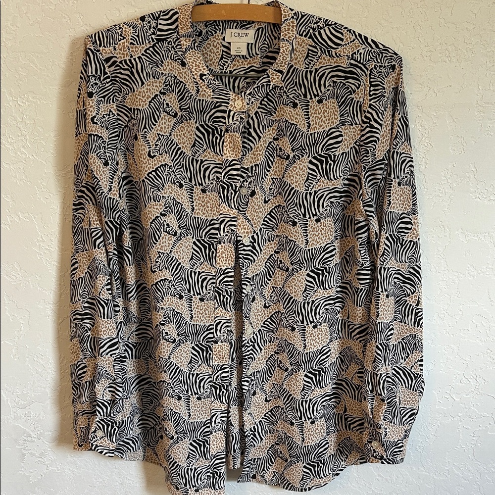 J. Crew Zebra Pattern Shirt - Black and Cream